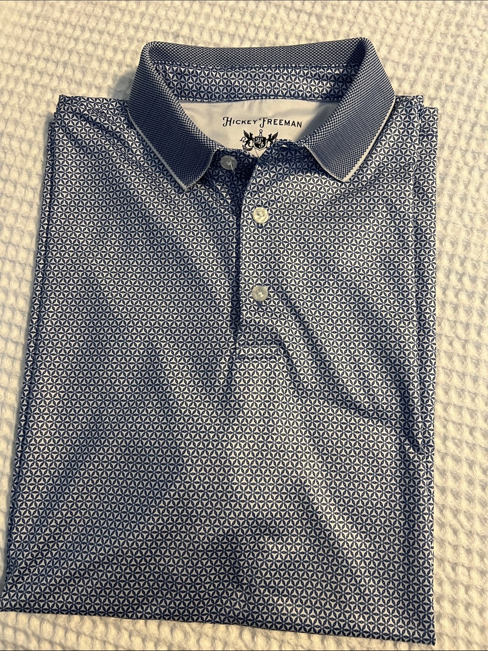 Hickey Freeman Blue Geometric Print Polo